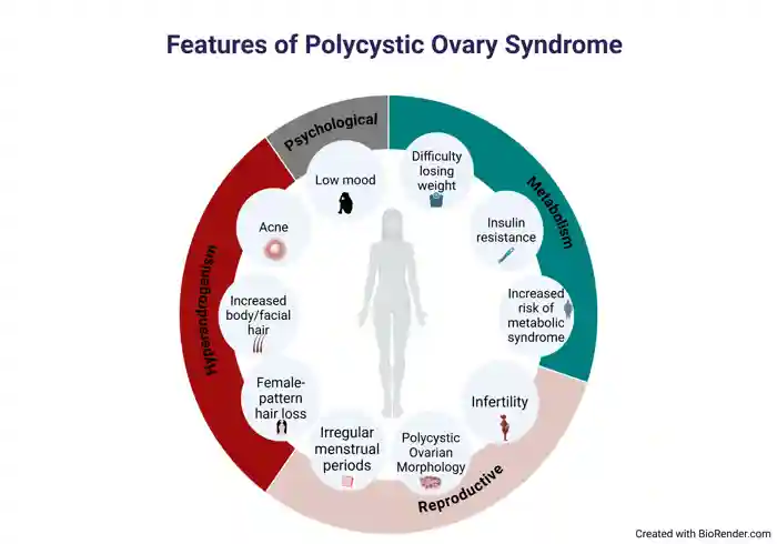 Figure 1. Schematic of the main features of Polycystic Ovary Syndrome.